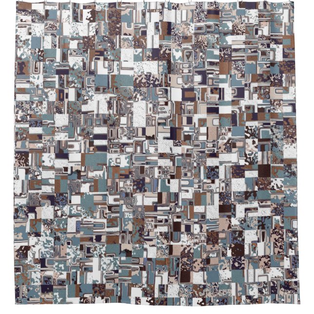 Rideaux De Douche Motif Brown Et Blues (Devant)