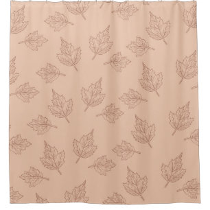 Rideaux De Douche Motif Brown Maple Feuille Vintage Line