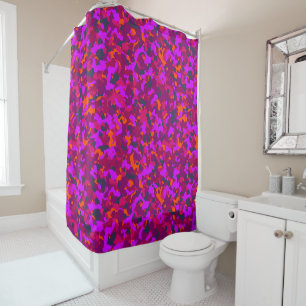 Rideaux De Douche Motif Camo magenta rose orange