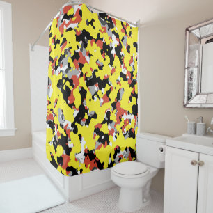 Rideaux De Douche Motif camouflage jaune rouge noir gris Camo