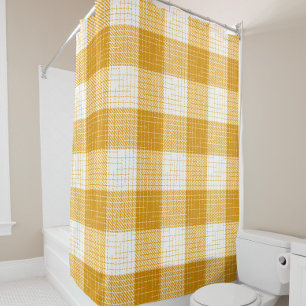 Rideaux De Douche Motif carreaux jaune et blanc gras à carreaux
