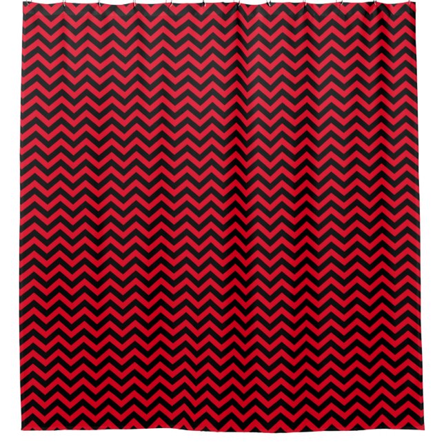 Rideaux De Douche Motif Chevron rouge et noir (Devant)