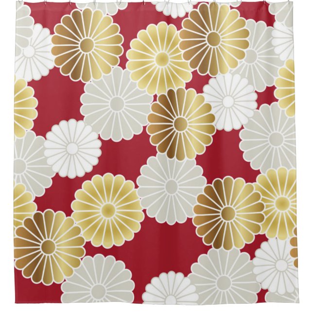 Rideaux De Douche Motif chrysanthème sans couture dans le tra japona (Devant)