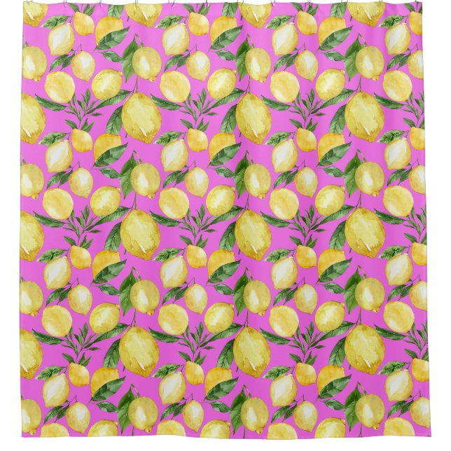 Rideaux De Douche Motif citron d'été Italie rose (Devant)