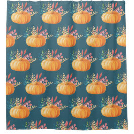 Rideaux De Douche Motif Citrouille d'aquarelle orange