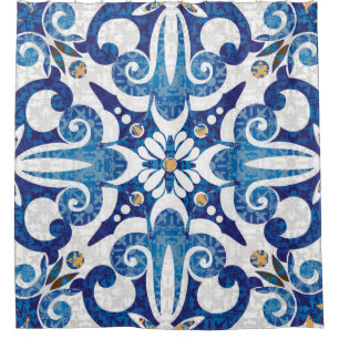 Rideaux De Douche Motif coloré turkise sans couture. multico vintage