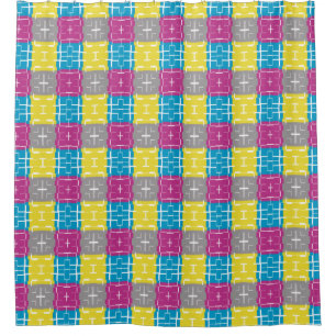 Rideaux De Douche Motif cool violet bleu jaune gris