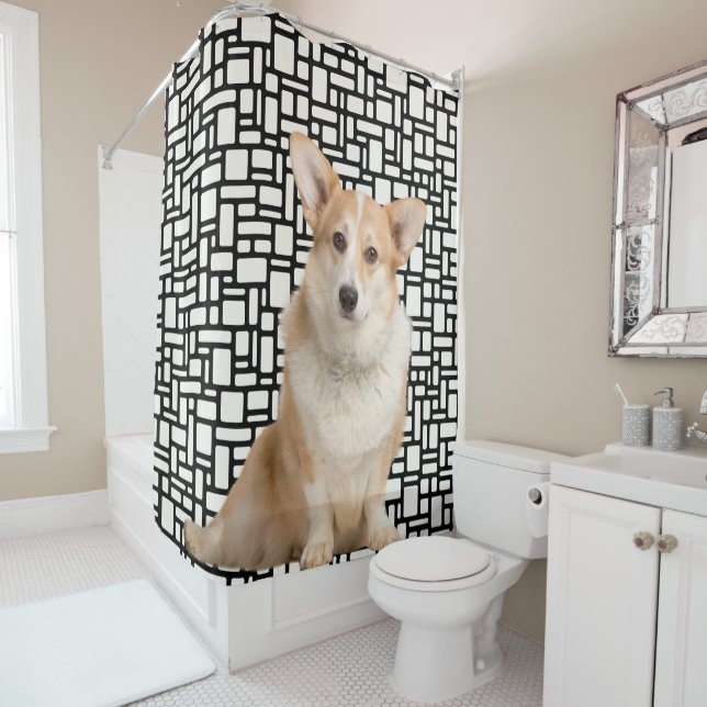 Rideaux De Douche Motif Corgi Abstrait mignon (En situation)