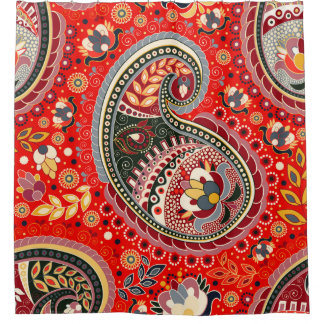 Rideaux De Douche Motif couleur Paisley Indian sans fil