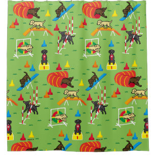 Rideaux De Douche Motif d'agilité de l'extracteur Black Labrador