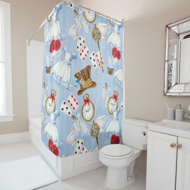 Rideaux De Douche Motif d'Alice du pays des merveilles (En situation)