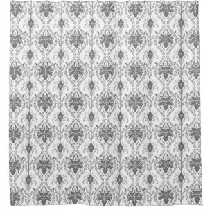 Rideaux De Douche Motif Damask blanc et gris