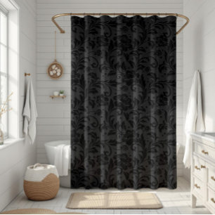 Rideaux De Douche Motif damassé vintage monochrome noir