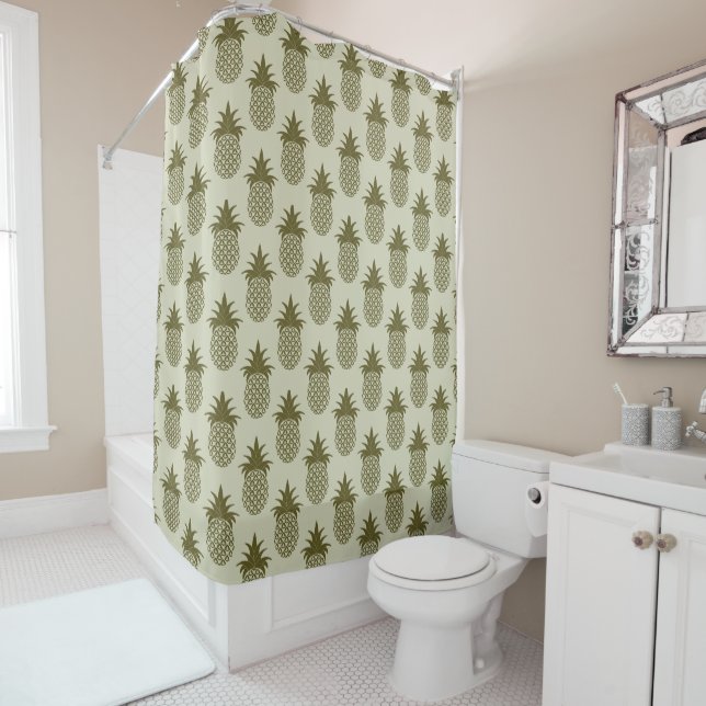 Rideaux De Douche Motif d'ananas de Khaki (En situation)