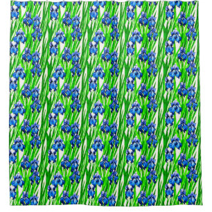 Rideaux De Douche Motif d'aquarelle bleu Iris