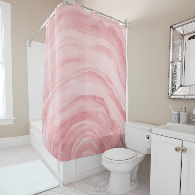 Rideaux De Douche Motif d'aquarelle couleur rose pâle II (En situation)