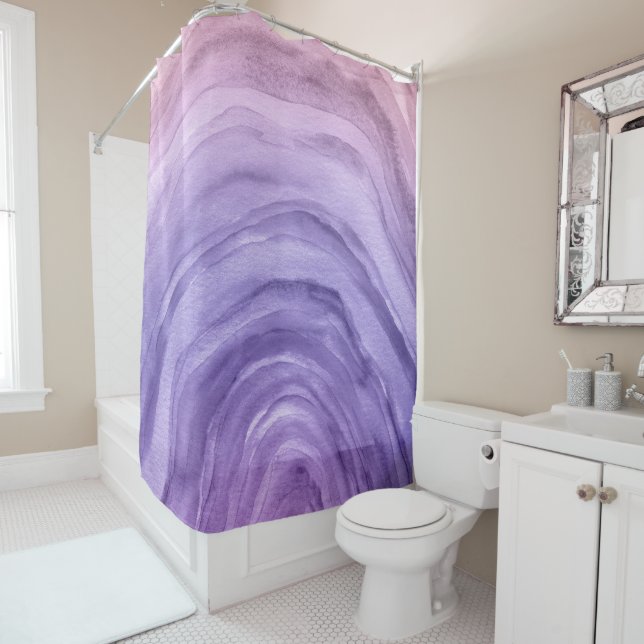Rideaux De Douche Motif d'aquarelle d'agate d'aquarelle rose pâle (En situation)