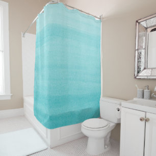Rideaux De Douche Motif d'aquarelle tendance Aqua Blue Ombre