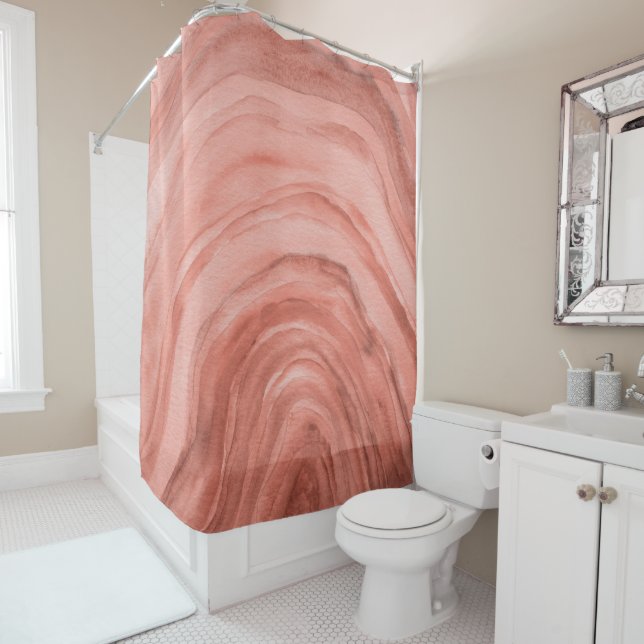Rideaux De Douche Motif d'aquarelle Terracotta Agate II (En situation)