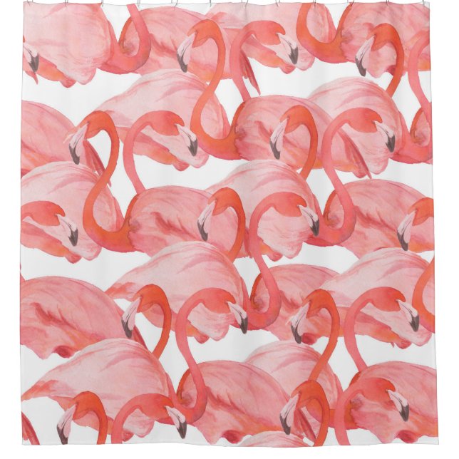 Rideaux De Douche Motif d'aquarelle transparente avec flamants (Devant)