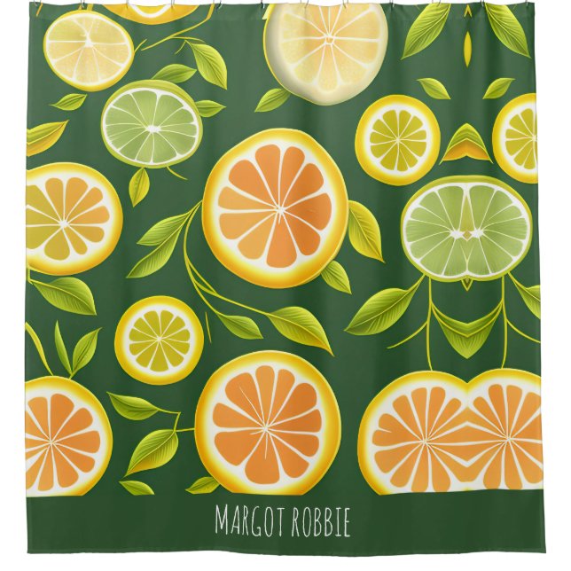 Rideaux De Douche Motif d'aquarelle verte Citrus Lime (Devant)