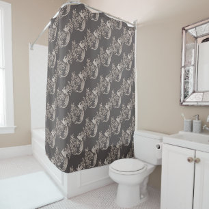 Rideaux De Douche Motif d'art animal de la branche fleurie