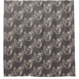 Rideaux De Douche Motif d'art animal de la branche fleurie