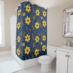 Rideaux De Douche Motif d'art floral méditerranéen élégant