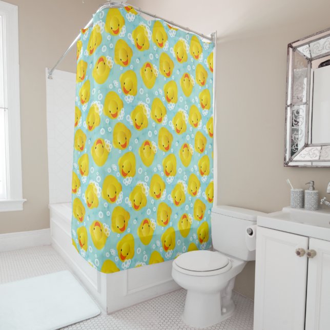 Rideaux De Douche Motif de bain canards en caoutchouc (En situation)
