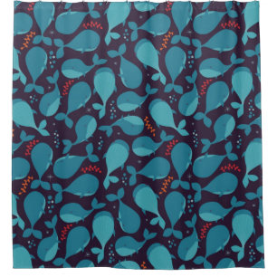 Rideaux De Douche Motif de baleine bleue