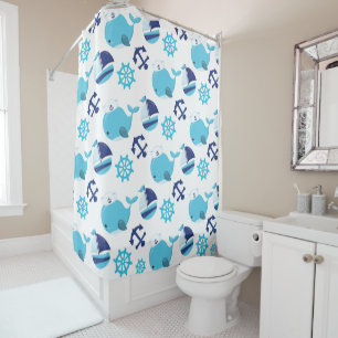Rideaux De Douche Motif De Baleines, Beaux Baleines, Baleines Bleues