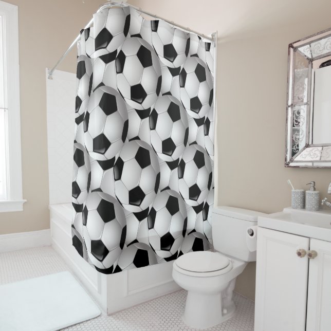 Rideaux De Douche Motif de balle de football (En situation)
