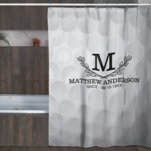 Rideaux De Douche Motif de balle de golf personnalisé Nom Monogramm
