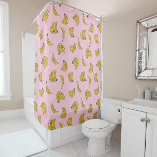Rideaux De Douche Motif de banane à Hipster jaune et rose
