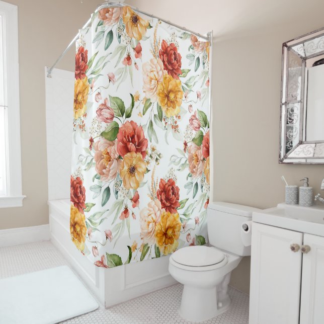 Rideaux De Douche Motif de bouquet de fleurs Red Peony (En situation)