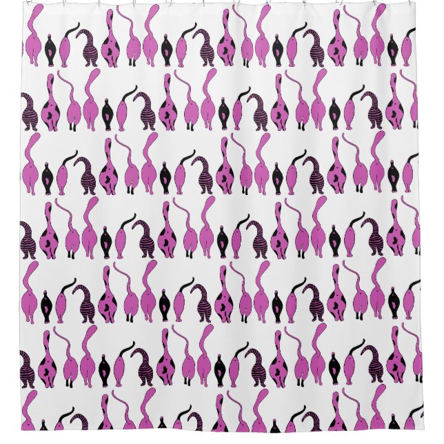 Rideaux De Douche Motif de boutons de chats violets (Devant)