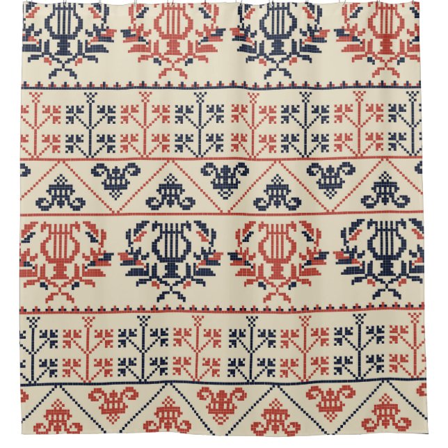 Rideaux De Douche Motif de broderie palestinienne, motif des (Devant)