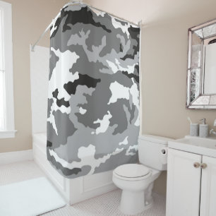 Rideaux De Douche Motif de camouflage gris