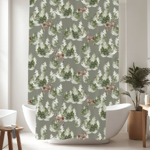Rideaux De Douche Motif de cerfs de pins rustiques
