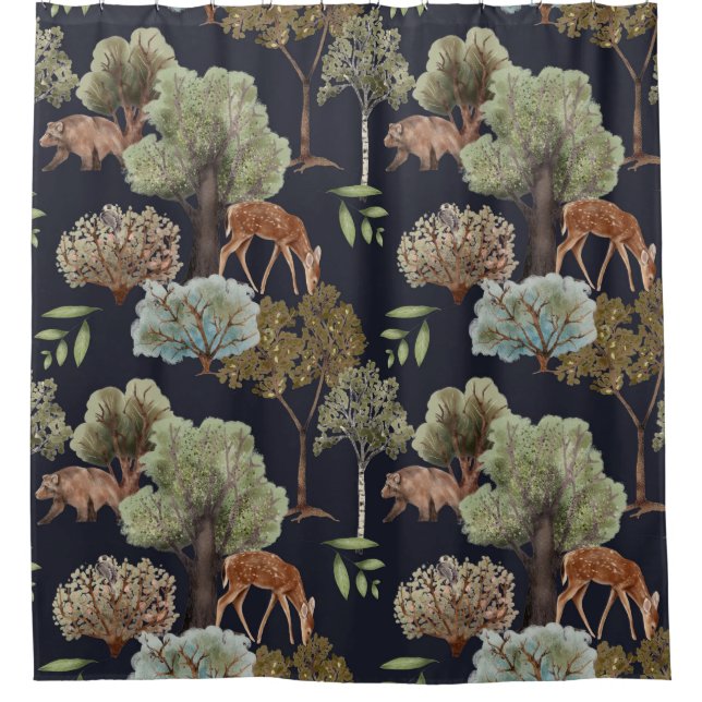 Rideaux De Douche Motif de cerfs d'ours sauvage (Devant)