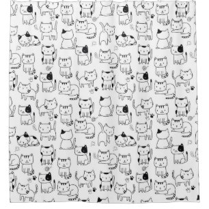 Rideaux De Douche Motif de chats gribouillés mignons