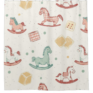 Rideaux De Douche Motif de cheval à bascule en détresse vintage (1)
