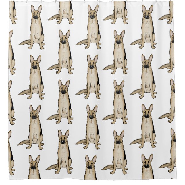 Rideaux De Douche Motif de chiens bergers allemands légers Tan (Devant)