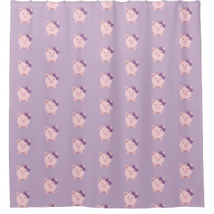 Rideaux De Douche Motif de cochon fille mignonne