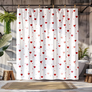 Rideaux De Douche Motif de coeur des Valenties rouges