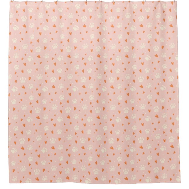 Rideaux De Douche Motif de coeur Empreinte de patte rose (Devant)