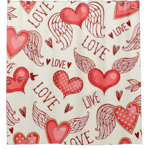 Rideaux De Douche Motif de coeur pour la Saint-Valentin