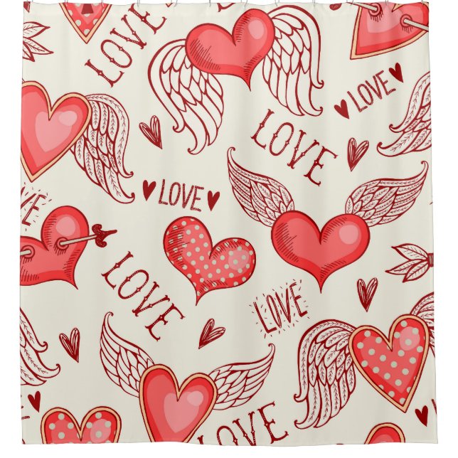 Rideaux De Douche Motif de coeur pour la Saint-Valentin (Devant)