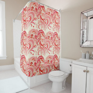 Rideaux De Douche Motif de coeur rose et rouge