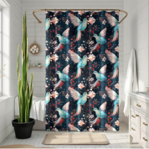 Rideaux De Douche Motif de colibris d'hiver